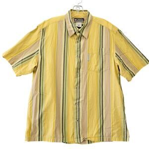 Columbia Yellow Striped Shirt Classic Button Up Top Short Sleeves Men Size M Top
